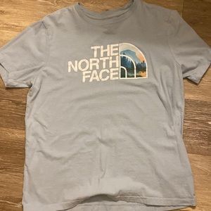 Medium North Face Tee, blue, bearly worn